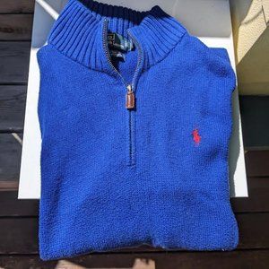 Royal Blue Polo Cotton Zip Sweater